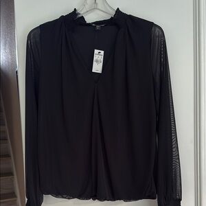 Express Black Sheer Sleeve Blouse